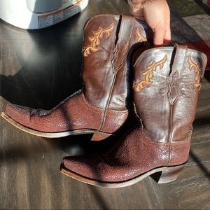 Lucchese Shaved Stingray coffee color cowboy cowgirl boots size 8.5